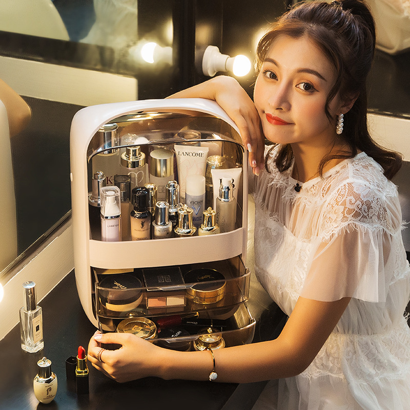 桌面化妆品收纳盒 多功能抽屉式梳妆台整理盒 多层太空舱化妆盒整理收纳