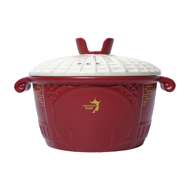 TIBORANG帝伯朗 东方晶陶深炖锅4.2L（赭丹红）