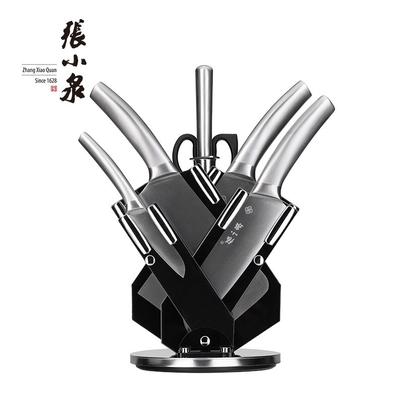 张小泉 银鹭系列不锈钢套装刀具七件套 斩骨刀切片刀厨刀菜刀D30970100