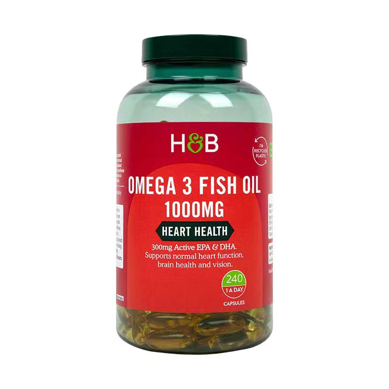 英国HOLLAND BARRETT荷柏瑞Omega3深海鱼油胶囊 1000mg 240粒/瓶