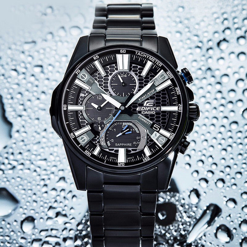 CASIO/卡西欧 黑盘金属带太阳能蓝牙男表 EQB-1200YDC-1APR