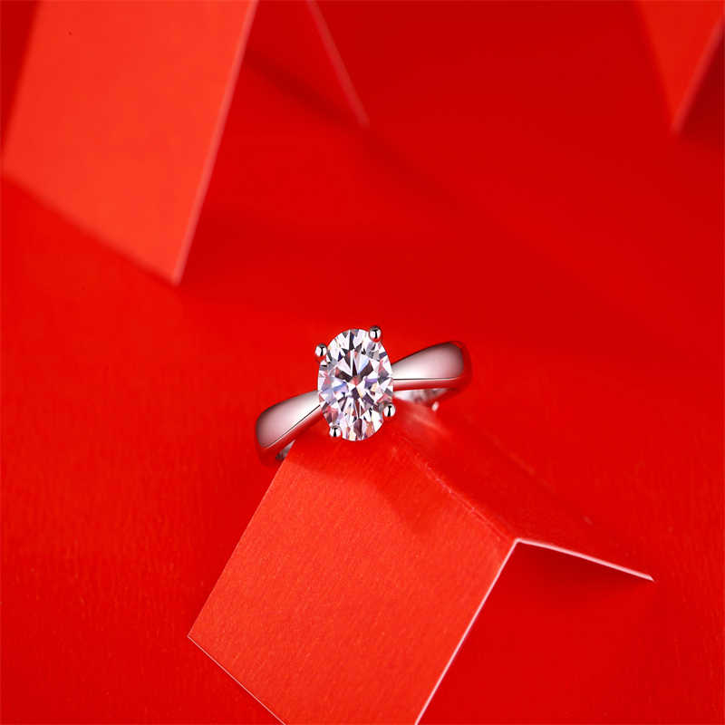 麓迷斯帕连理莫桑钻戒指925银镀18K铂金高品质实心带证书礼盒R11445-6.5