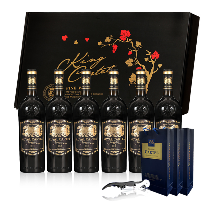 卡特尔法国进口红酒皇家优选干红葡萄酒750ml*6支带精美礼盒