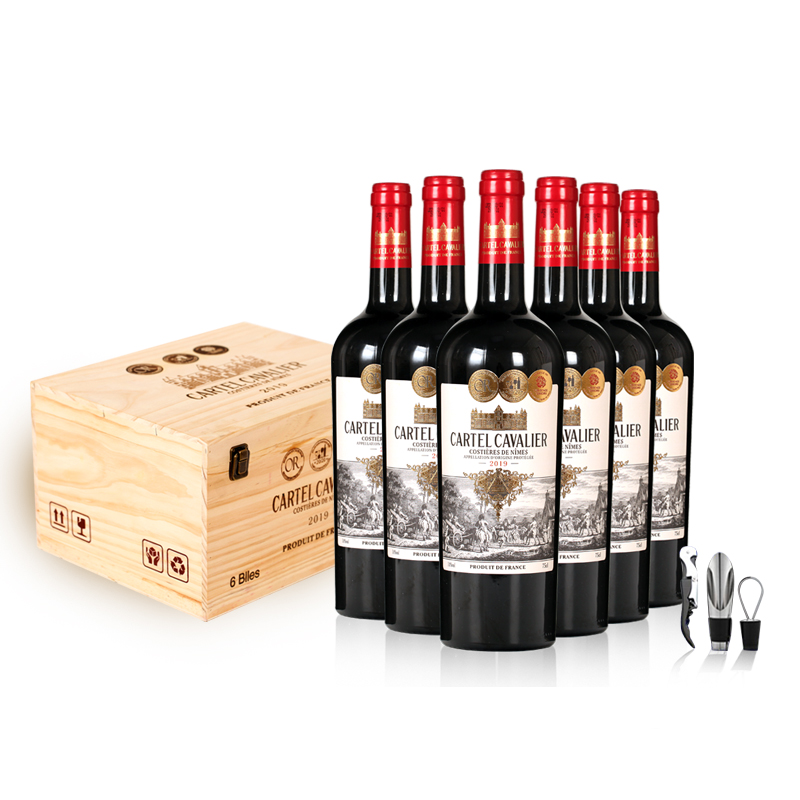 卡特尔法国进口红酒获3金奖骑士珍藏干红葡萄酒750ml*6支精美木箱
