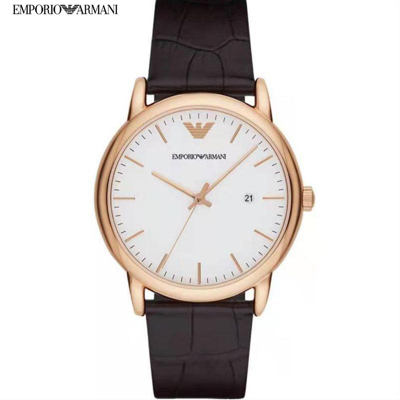 【全国联保  顺丰发货】 Armani阿玛尼薄款皮革带手表 经典简约石英男士手表AR2502