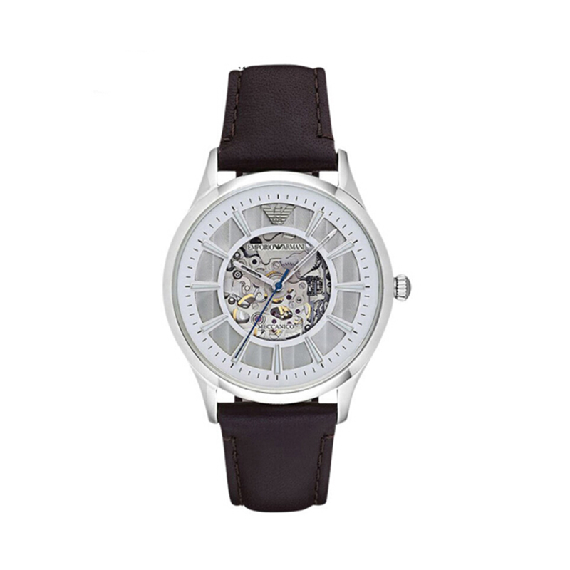 【机芯质保一年】意大利阿玛尼皮质表带男士休闲简约机械时尚腕表 AR1946