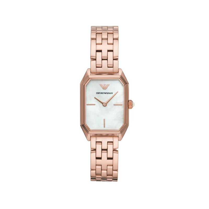 【机芯质保一年】意大利阿玛尼Armani手表方形表盘时尚简约女表 玫瑰金钢带 AR11147