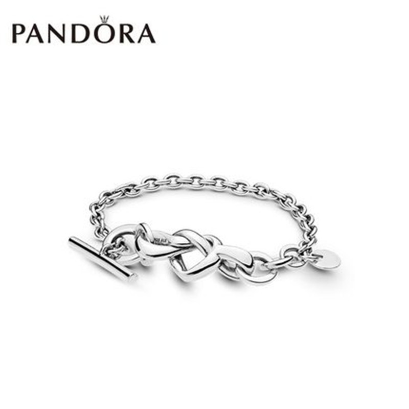 PANDORA潘多拉  心意交织手链925银598100个性简约设计情侣女