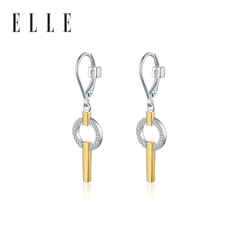 ELLE耳环女925银半长玛丽皇冠系列网红气质格蕾丝耳饰蔡徐坤同款3.7cm7032301