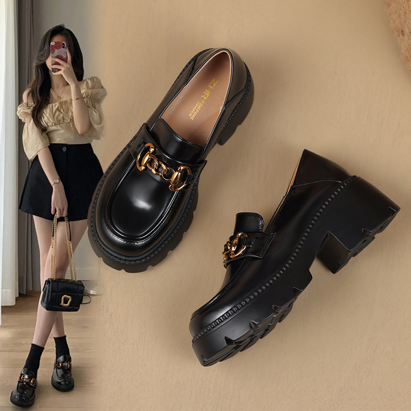 ZHR厚底学院风时髦舒适乐福鞋透气柔软舒适懒惰感日常百搭女士单鞋AY116