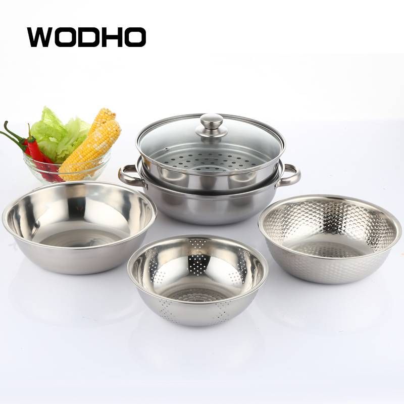 万德霍（WODHO)幸福一家六件套 WDH-G014053724cm米筛、26cm和面盆、28cm洗菜盆、28cm蒸锅