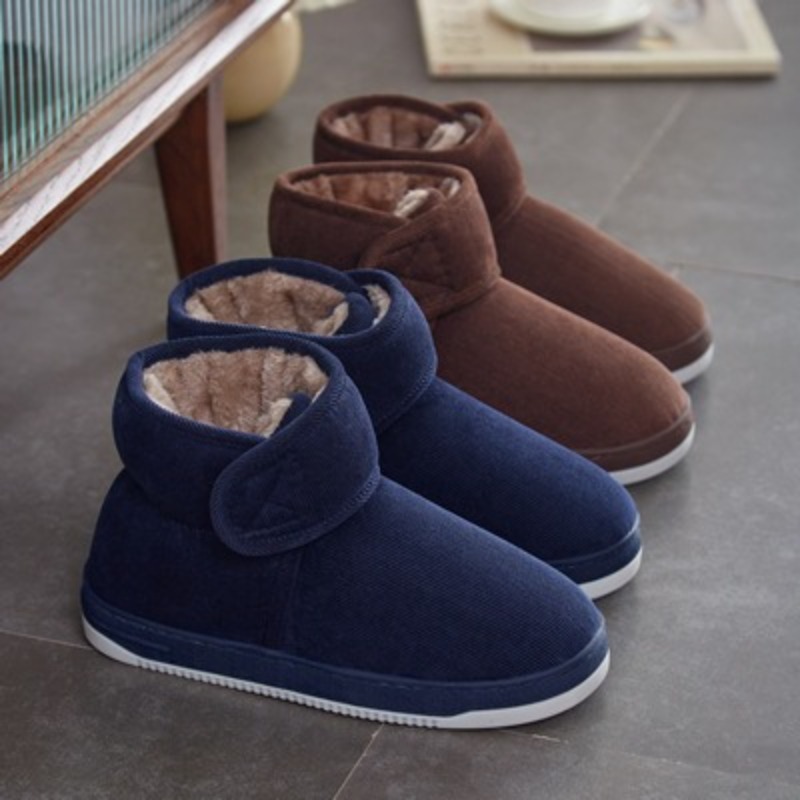比鲁斯中老年人棉拖鞋男女款冬天棉鞋室内外穿保暖加绒防寒包脚跟 爷爷鞋外穿成人