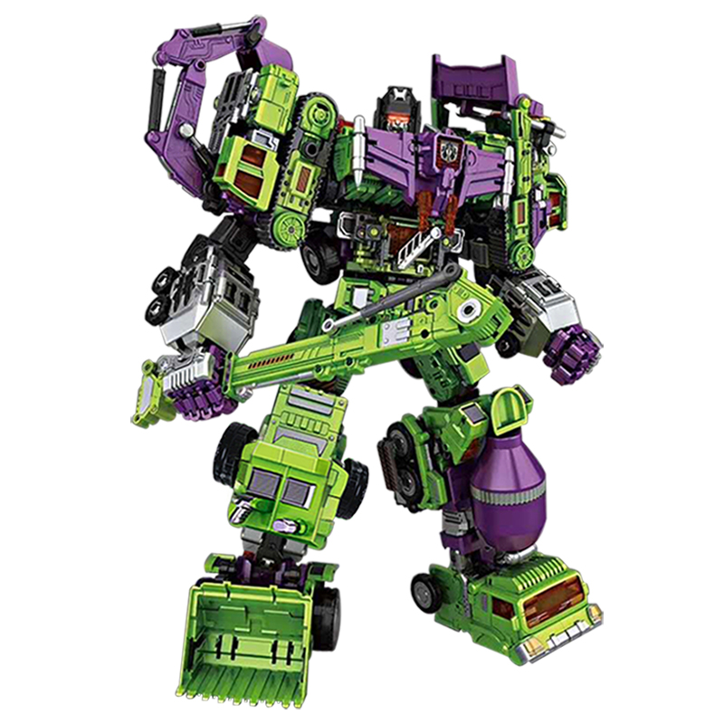 6只合体变形玩具金刚拖斗吊铲挖掘推土机器工程搅拌车儿童男孩