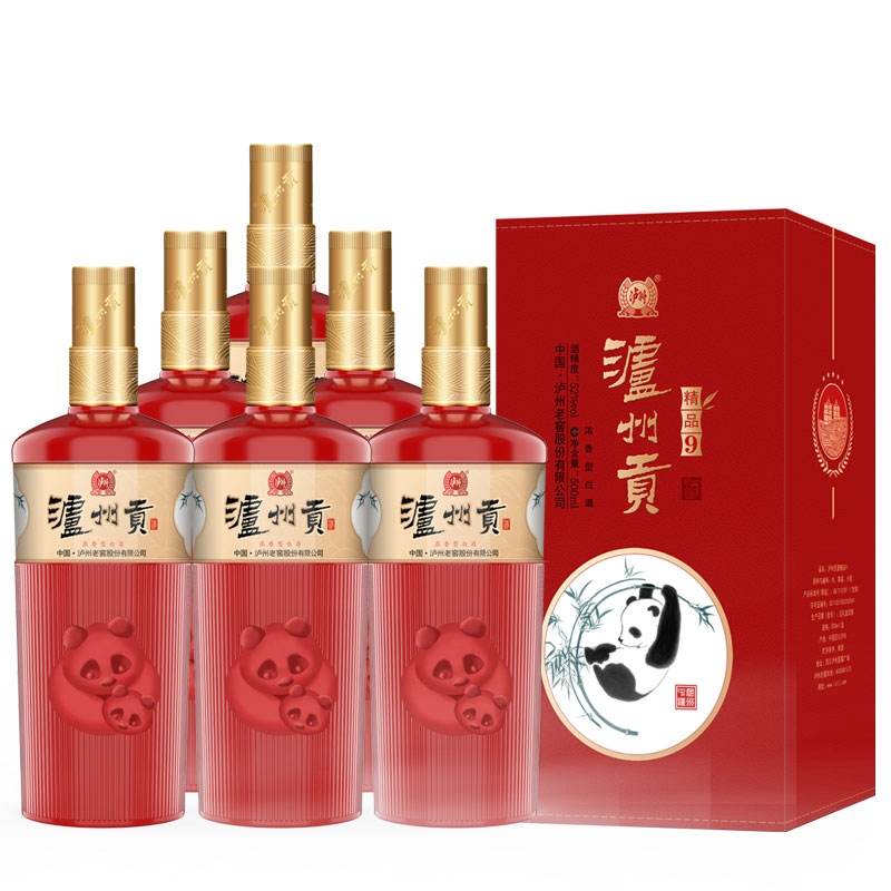 泸州老窖 52度泸州贡熊猫酒精品9 500ml*6瓶
