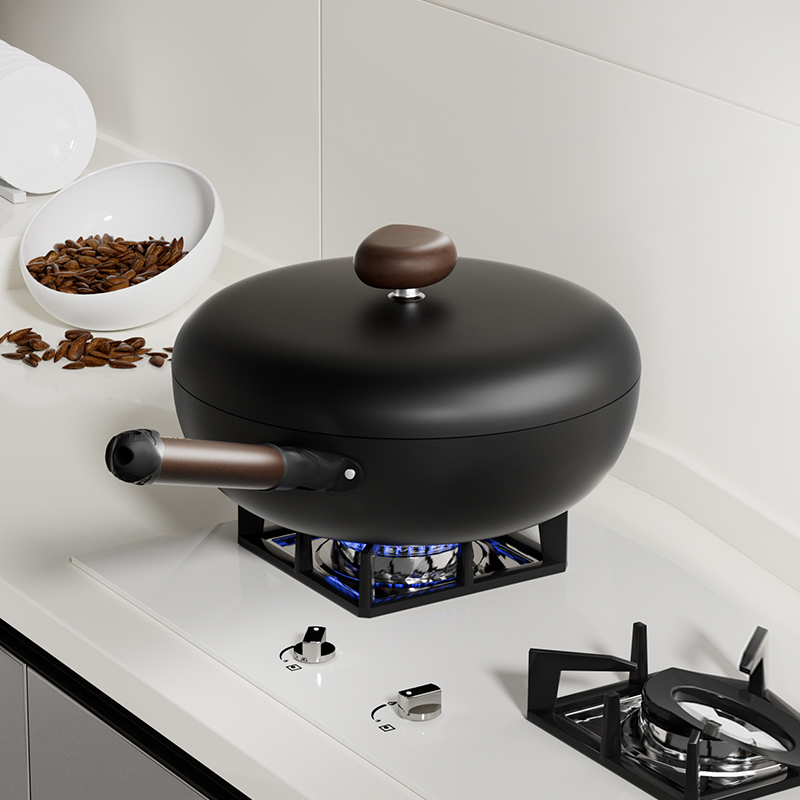 VELOSAN 温仑山鹅卵石不粘炒锅铁锅无涂层精铁锅炒锅家用防锈炒菜锅燃气灶通用 爆款