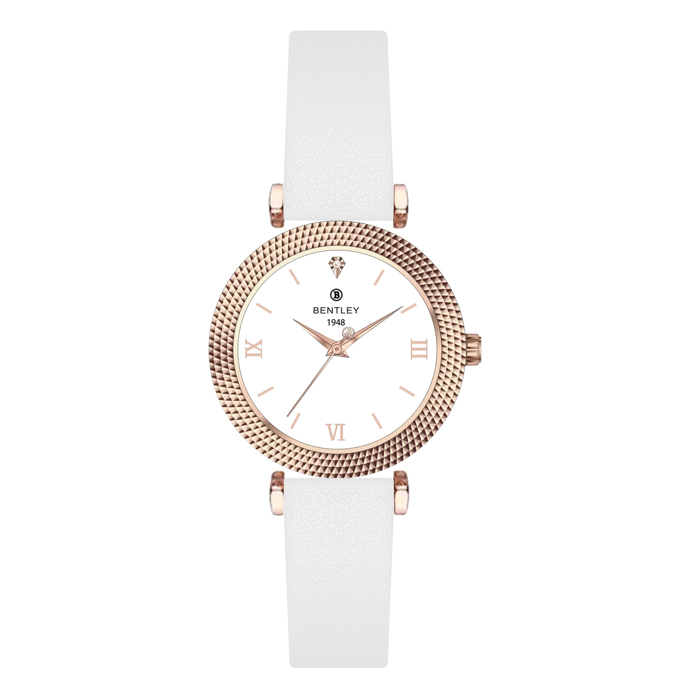 BENTLEY 瑞士宾利进口机芯天然真钻女士真皮腕表套装 BL-993