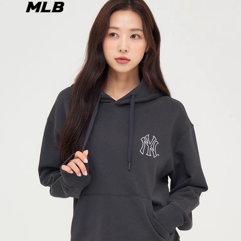 MLB官方 男女情侣潮流背标大LOGO连帽套头卫衣24秋季新款HDB05