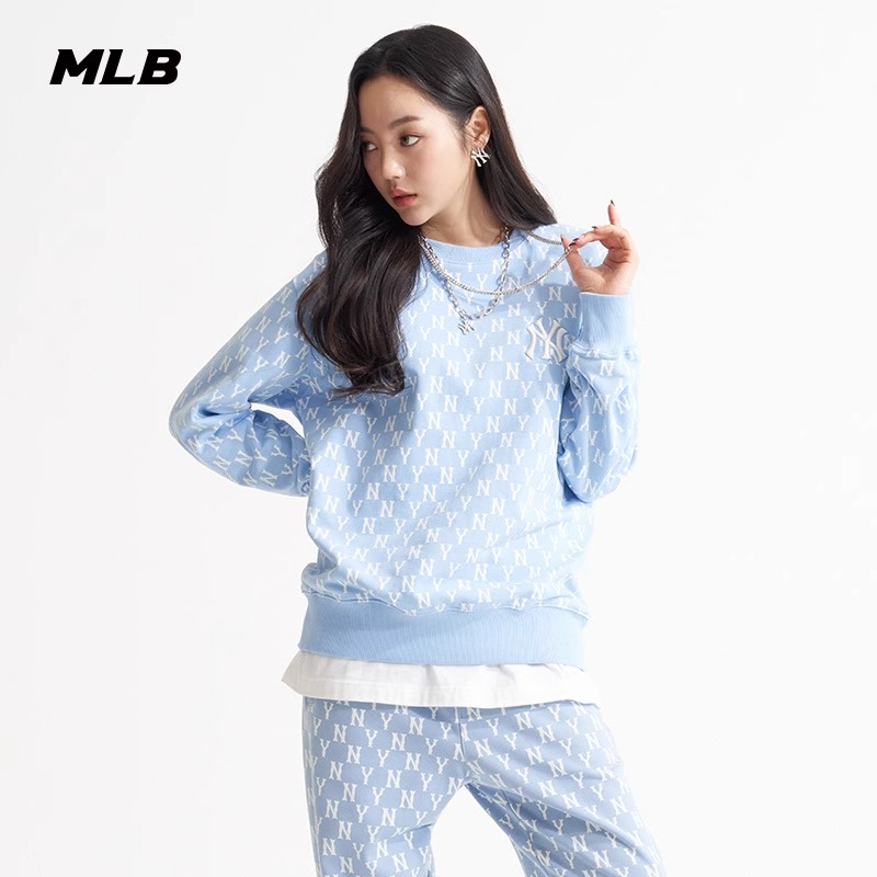 MLB官方 男女情侣卫衣复古老花套头圆领MTM02