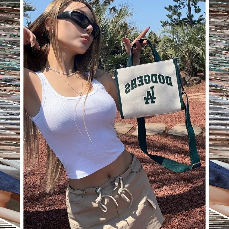 MLB 包包男女情侣休闲斜挎包学院风通勤托特包2023夏季新款3AORS083N 手提包