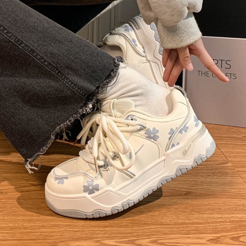 回力花花厚底可爱厚底板鞋子女新款2024爆款秋季原创小白鞋休闲潮