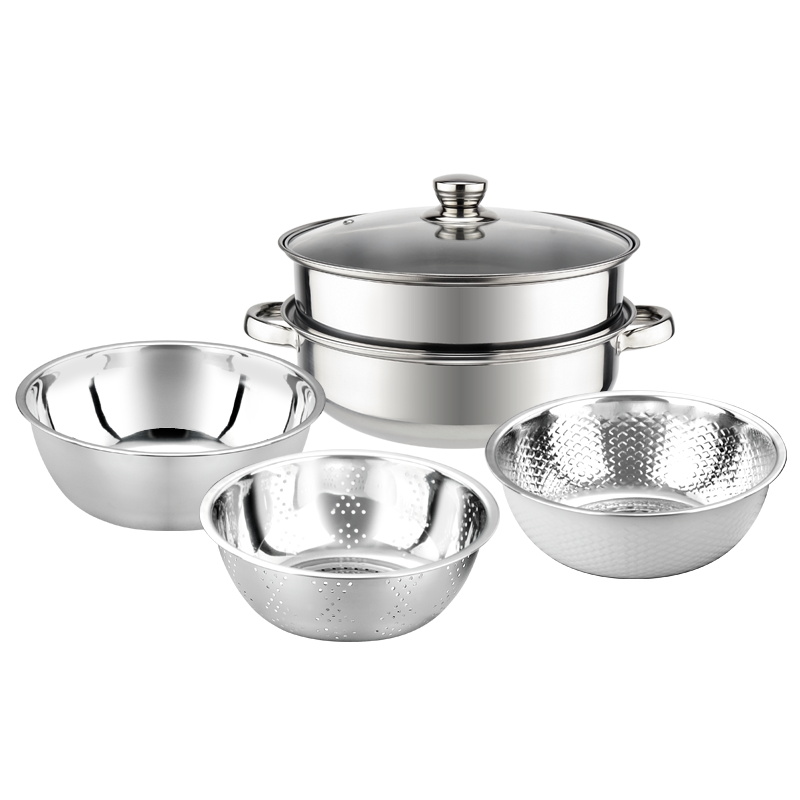 美厨厨具套装洗米和面洗菜蒸菜多用途四件套