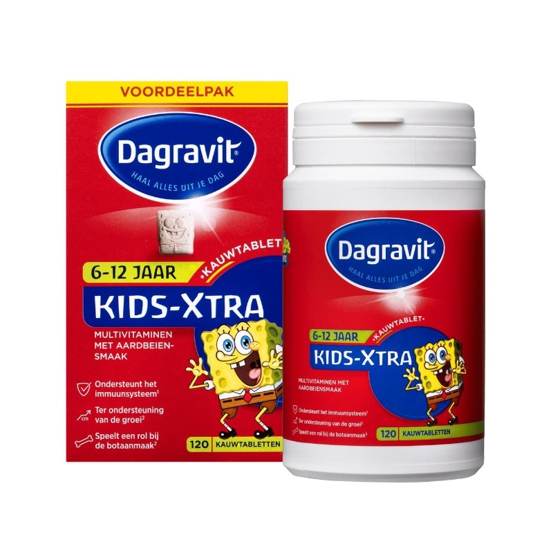 【荷兰直邮】Dagravit儿童海绵宝宝综合维生素120粒 6-12岁（草莓口味）