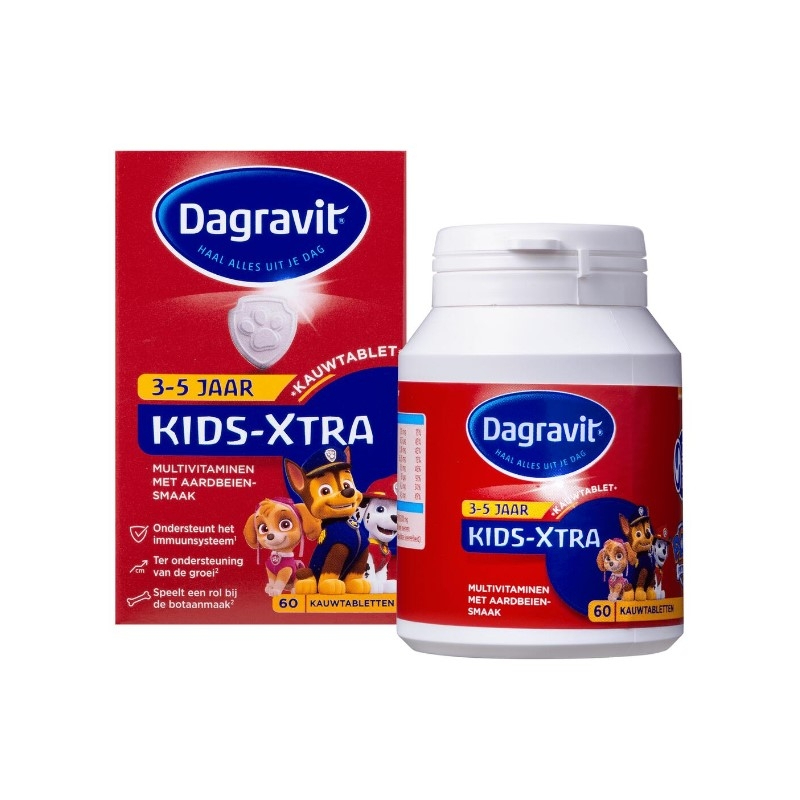 【荷兰直邮】Dagravit儿童汪汪队维生素咀嚼片3-5岁，草莓味 60粒