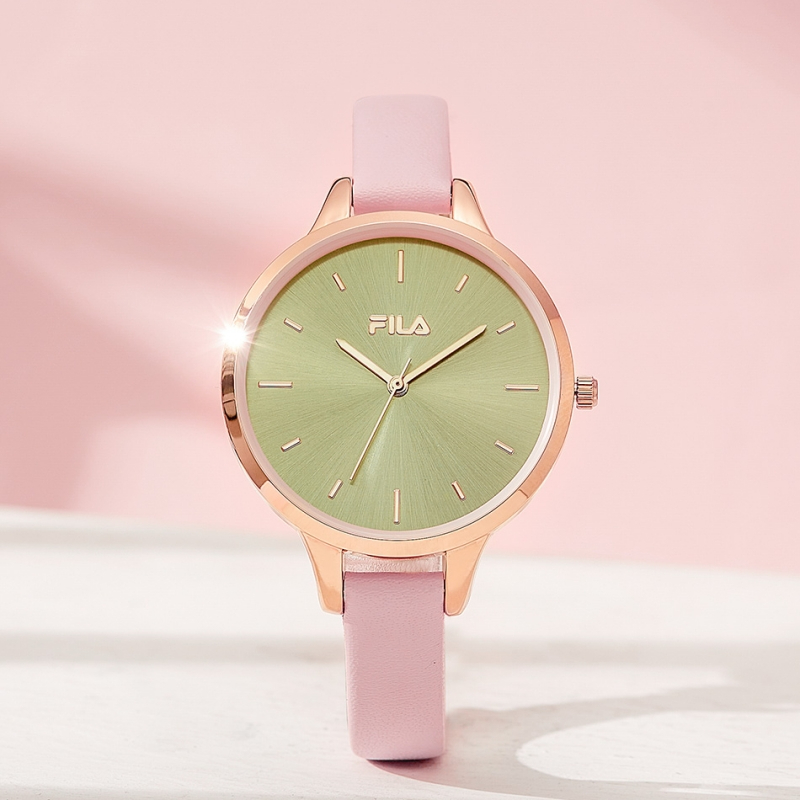 FILA斐乐手表时尚简约精致小巧轻奢女士腕表 蜜蜡粉 FLL38-6159-101
