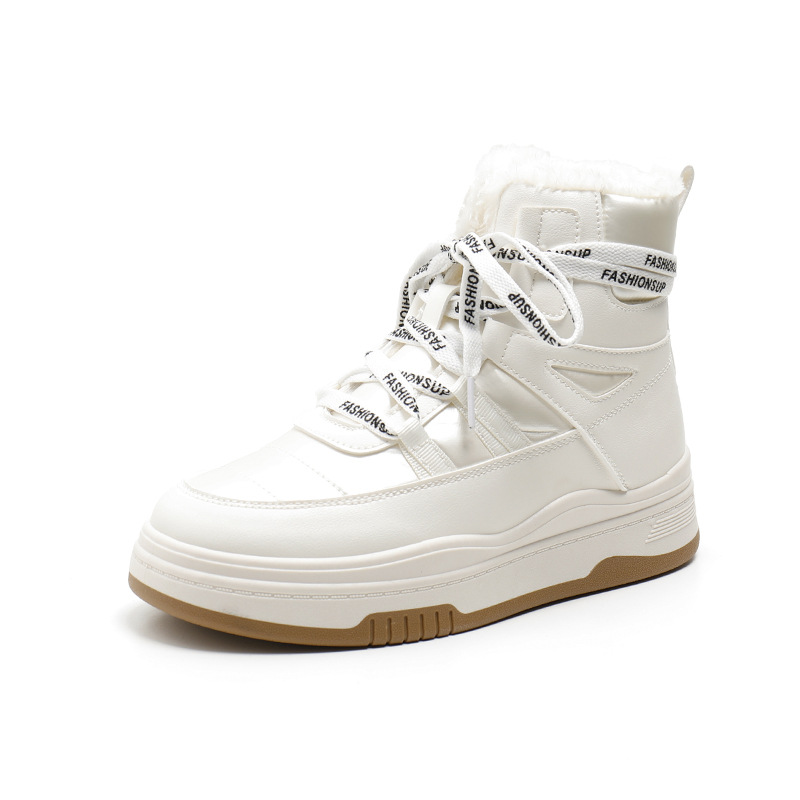 Didankate加绒高帮雪地靴女冬季新款学生加绒ins韩版保暖休闲棉鞋冬季保暖加厚加绒靴子