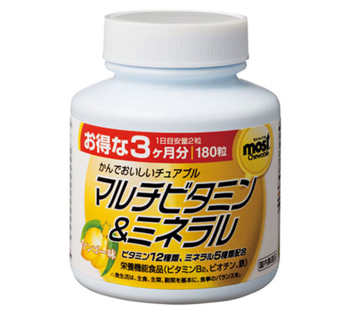 Orihiro 可咀嚼的多种维生素和矿物质180片