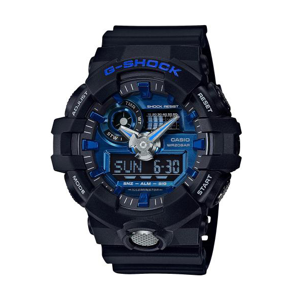 CASIO卡西欧G-SHOCK 男士黑色圆表盘手表 GA-710-1A2JF