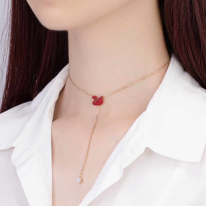Swarovski/施华洛世奇正品红色天鹅Y型链女项链5527408礼物