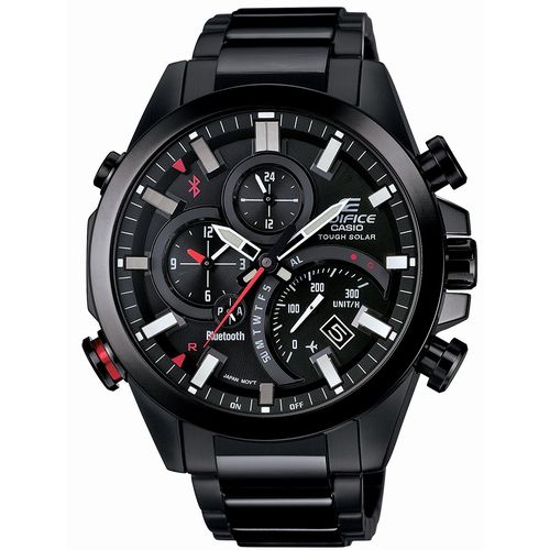 卡西欧（CASIO）手表 EDIFICE系列商务蓝牙连接自动对时太阳能防水酷黑男士腕表EQB-501DC-1AJF