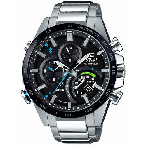 卡西欧(CASIO)男式手表EDIFICE蓝牙连接三眼日显钢带太阳能腕表EQB-501XDB-1AJF